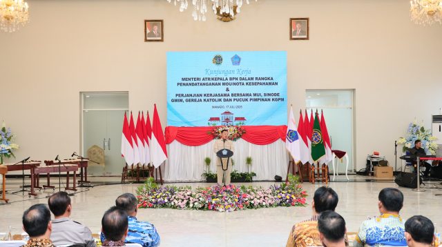 Menteri ATR/BPN Nusron Wahid Saksikan Penandatanganan MoU Percepatan Sertifikasi Tanah di Sulut