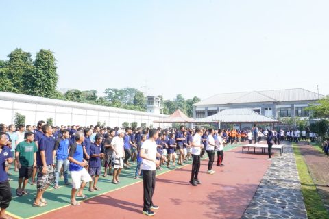 Bangun Semangat dan Kebugaran, Rutan Depok Gelar Senam Bersama WBP