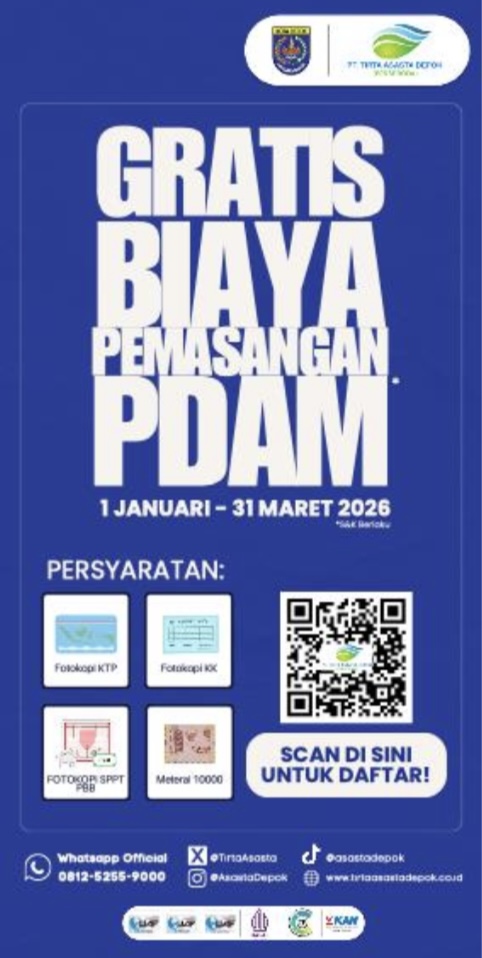 Kurangi Penggunaan Air Tanah, Tirta Asasta Depok Gelar Promo Pasang Gratis